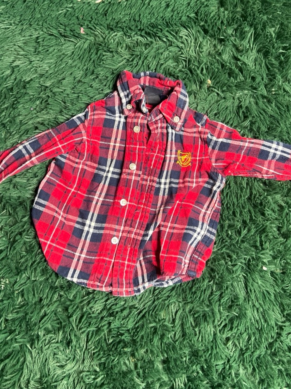 Wrangler Red and Navy Plaid Button-Up Shirt for Kids